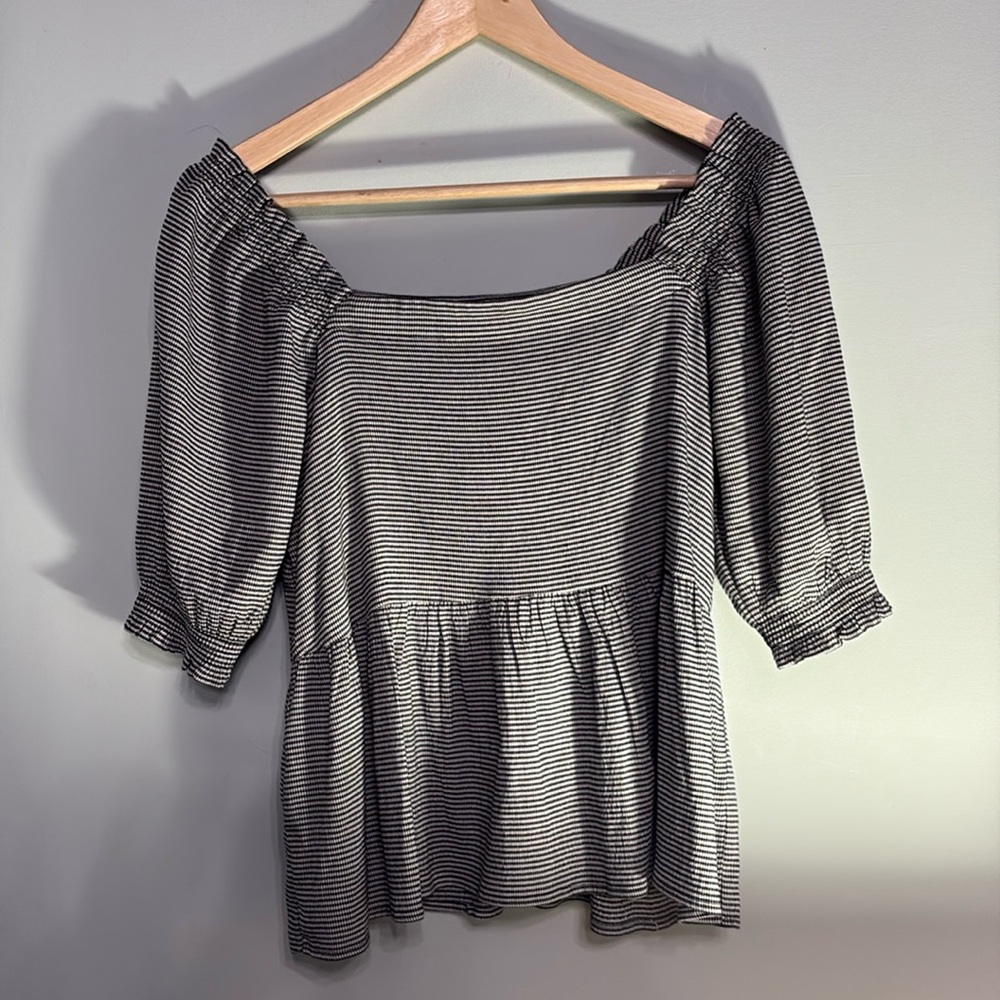 LOFT Black and White Babydoll Top NWT - Small